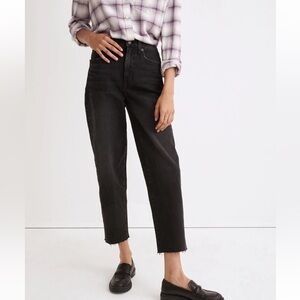 Madewell Black Raw Hem Balloon Jeans in Biscayne Wash Size 25